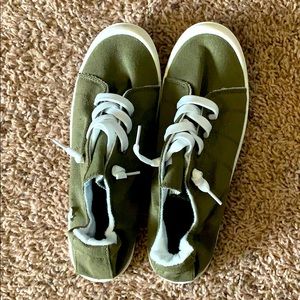 Green slip ons